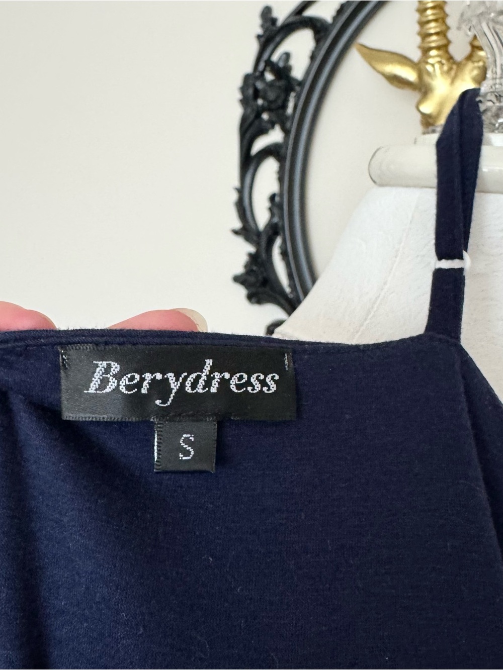 Berydress Classic Navy Button-Front Spaghetti Strap Dress - Picture 8 of 8